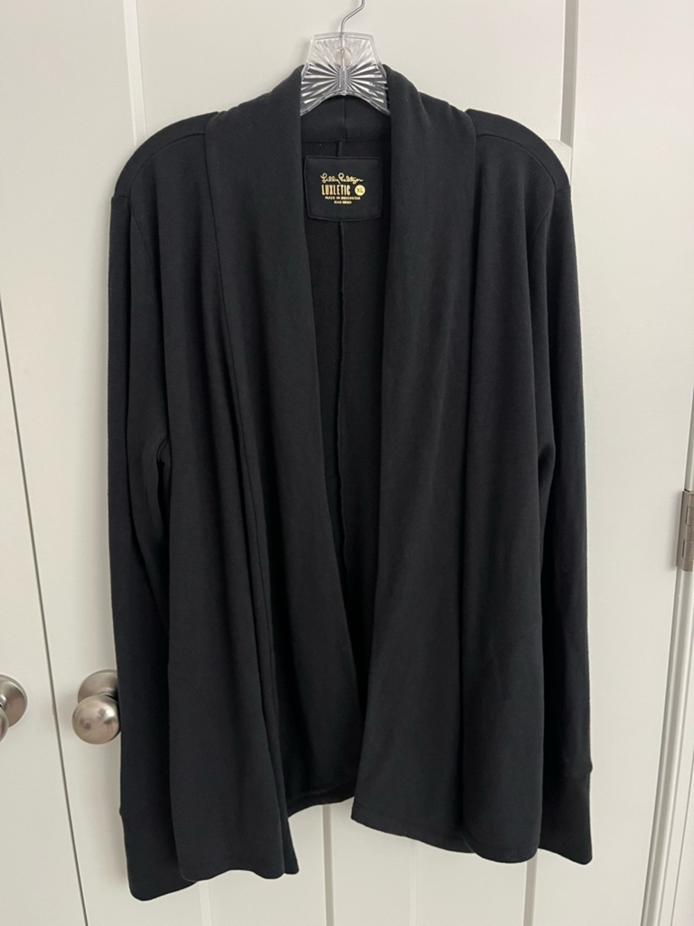 Lilly Pulitzer Luxletic Cardigan XL Black Open Front Long Sleeve May 2023